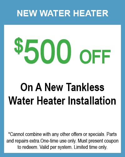 500 off tankless water heater install