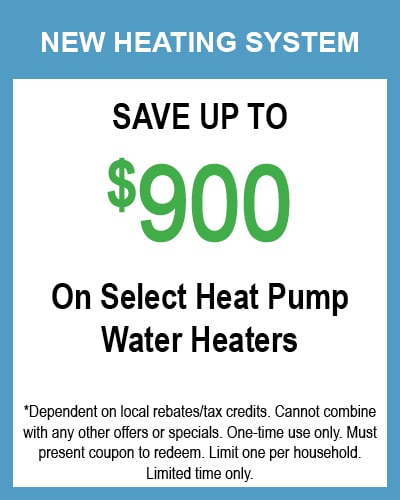 up to $900 heat pump water heaters
