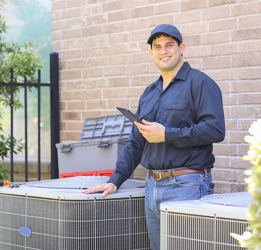 Technician completed a new  air-conditioning-installation